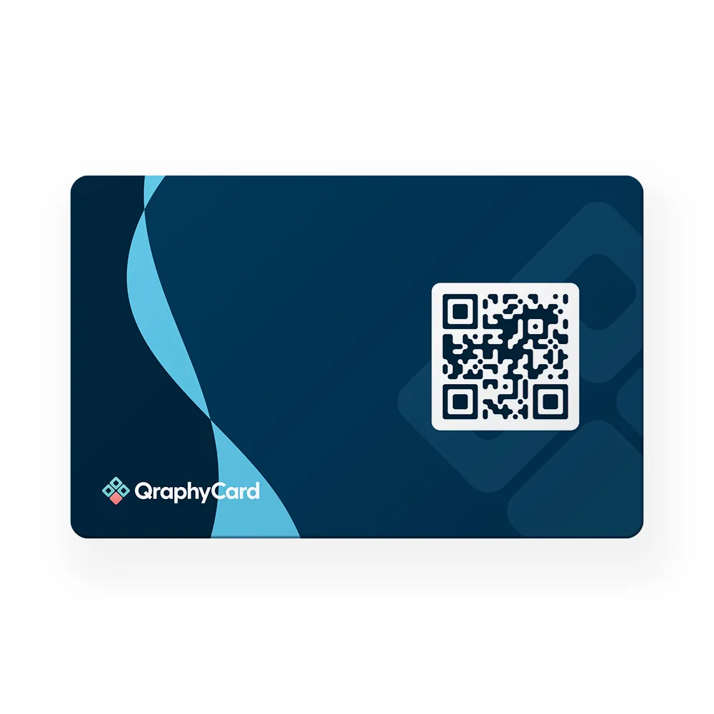Blauwe visitekaart met QR-Code en NFC