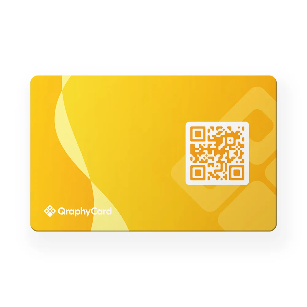 Gele visitekaart met QR-Code en NFC