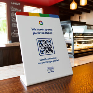 Google Review Toonbankdisplay XL - Met QR-Code én NFC